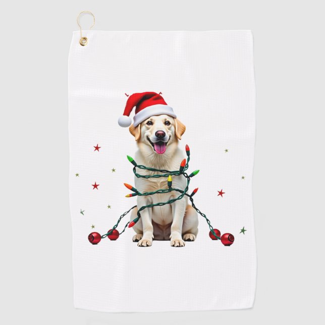 Weißer Boxerhund hässlicher Weihnachtspullover lus Golfhandtuch (Vorderseite)
