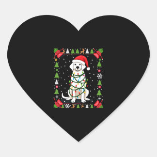 Weißer Boxerhund hässlicher Weihnachtspullover lus Herz-Aufkleber