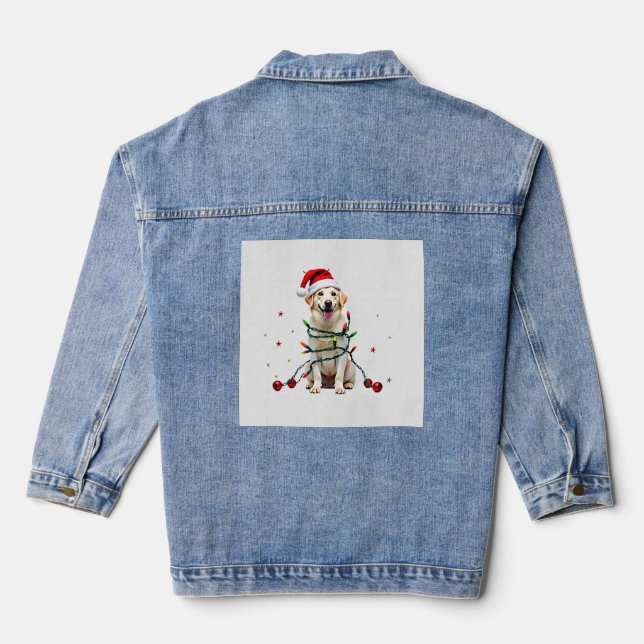 Weißer Boxerhund hässlicher Weihnachtspullover lus Jeansjacke (Rückseite)