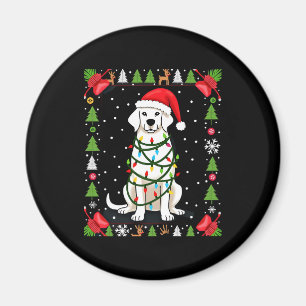 Weißer Boxerhund hässlicher Weihnachtspullover lus Magnet