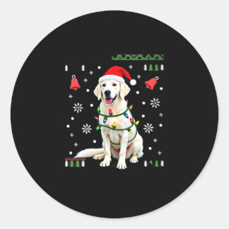 Weißer Boxerhund hässlicher Weihnachtspullover lus Runder Aufkleber