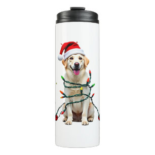 Weißer Boxerhund hässlicher Weihnachtspullover lus Thermosbecher
