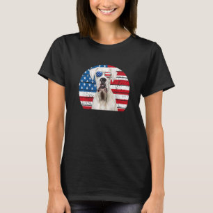 Weißer Boxerhund Patriotic American Flag 4. Juli T-Shirt