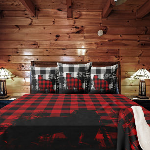 Weißer Buffalo-Karierter Pinienwaldbär Kissen