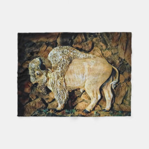"Weißer Büffel" Originalkunst Fleecedecke