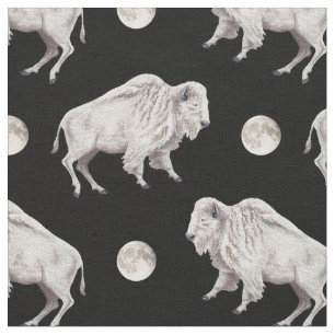 Weißer Büffel-Vollmond Stoff