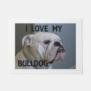 weißer Bulldoggen-Liebe w pic Fußmatte