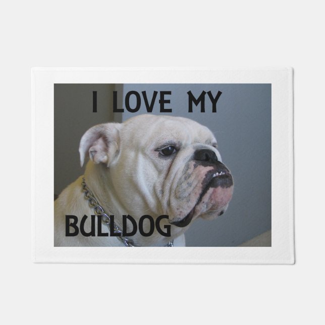 weißer Bulldoggen-Liebe w pic Fußmatte (Vorderseite)