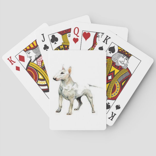 Weißer Bullterrier-Hundespielkarten Spielkarten (Rückseite)