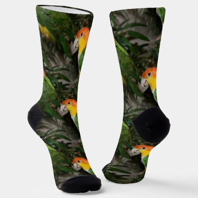 Weißer Bündner Kaikpapagei mit Bambusbaum Socken (Gewinkelt)
