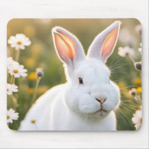 Weißer Bunny in Daisis Mousepad