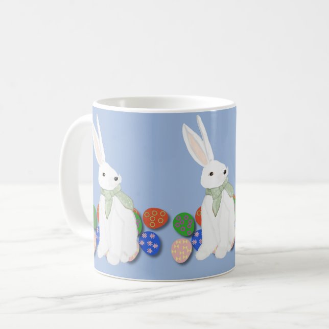 Weißer Bunny und Eier Kaffeetasse (Vorderseite Links)