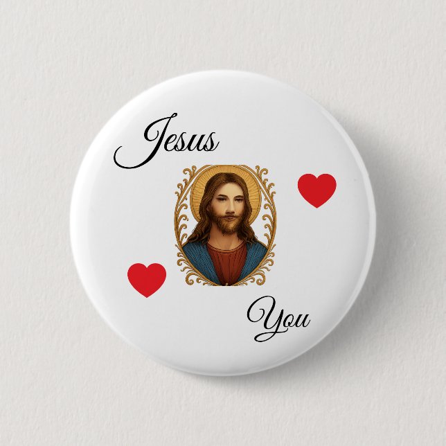 Weißer Button - Jesus liebt dich (Vorderseite)