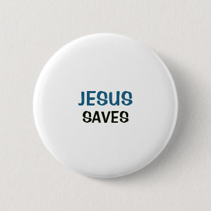 Weißer Button - Jesus rettet