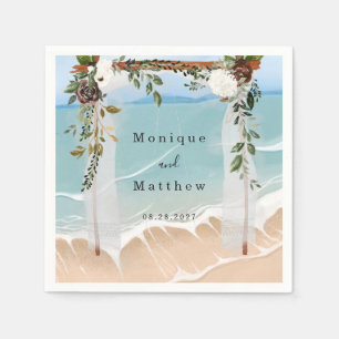 Weißer Canopy Blumen Moderne Hochzeit am Strand Serviette