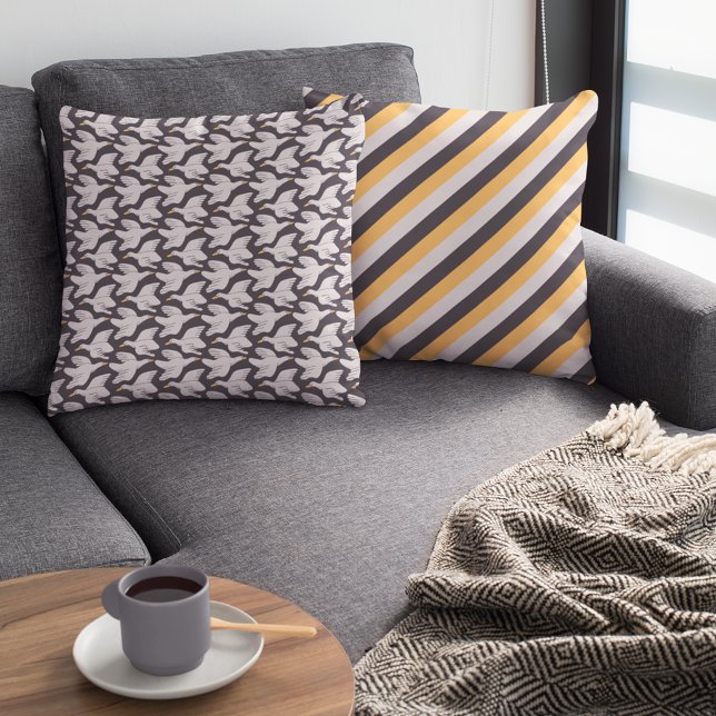 Weißer Cartoon Gänse Geometrisches Muster Dunkelgr Kissen (Von Creator hochgeladen)