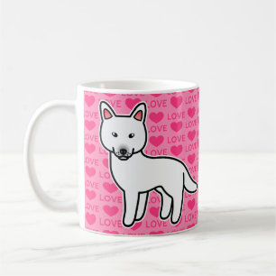 Weißer Cartoon Siberian Husky Liebe Tasse