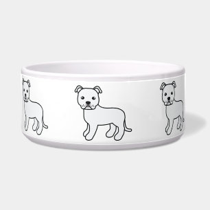 Weißer Cartoon Staffordshire Bull Terrier Napf