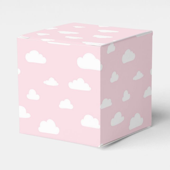 Weißer Cartoon Wolken auf rosa Hintergrundmuster Geschenkschachtel (Vorderseite)