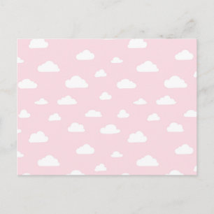 Weißer Cartoon Wolken auf rosa Hintergrundmuster Postkarte