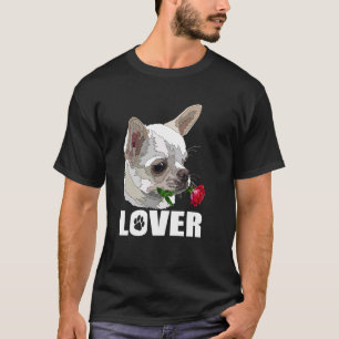 Weißer Chihuahua Hund mit Rote Rose für die Mama M T-Shirt