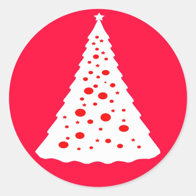 WEISSER CHRISTMAS-BAUM RUNDER AUFKLEBER (Vorderseite)