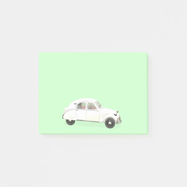 Weißer Citroen 2CV Post-it Klebezettel (Vorderseite)