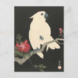 Weißer Cockatoo-Vintage japanische feine Postkarte