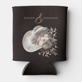 Weißer Cowgirl-Hut mit Blume Dosenkühler