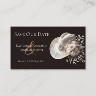 Weißer Cowgirl-Hut mit Blume Hochzeit Visitenkarte