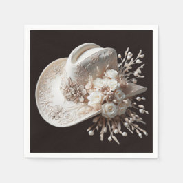 Weißer Cowgirl-Hut mit Blume Serviette