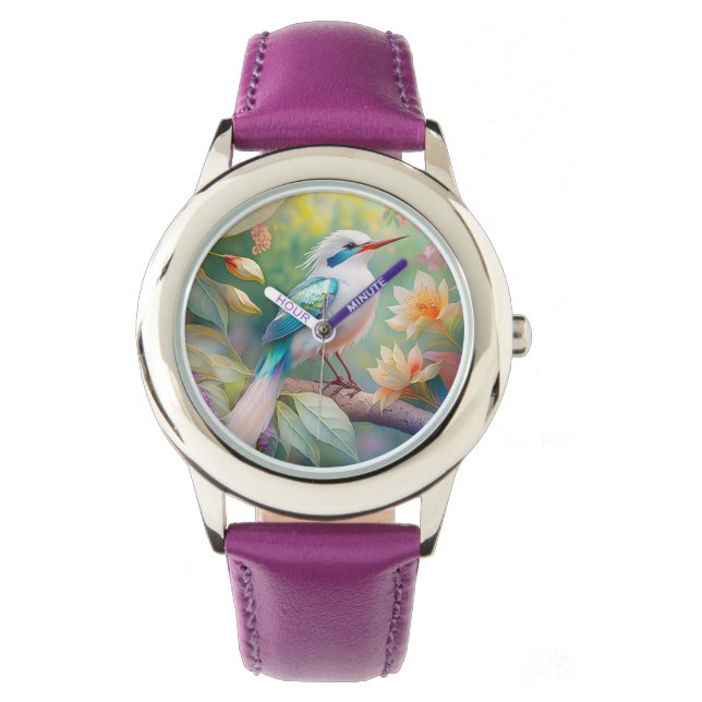 Weißer Crew Aquamariner Wing Fantasy Bird Armbanduhr (Vorderseite)