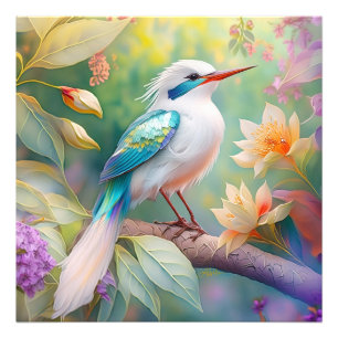 Weißer Crew Aquamariner Wing Fantasy Bird Fotodruck