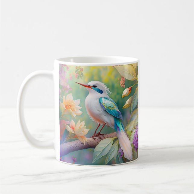 Weißer Crew Aquamariner Wing Fantasy Bird Kaffeetasse (Links)