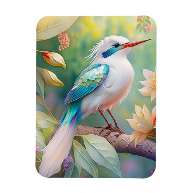 Weißer Crew Aquamariner Wing Fantasy Bird Magnet (Vertikal)