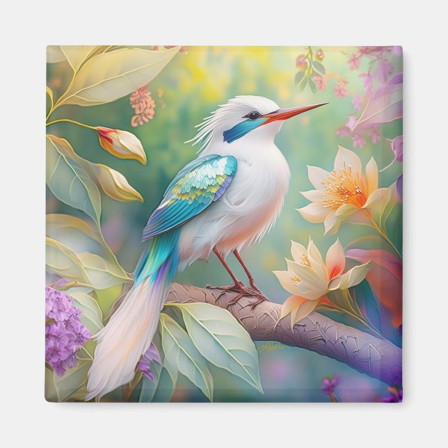 Weißer Crew Aquamariner Wing Fantasy Bird Magnet (Vorne)