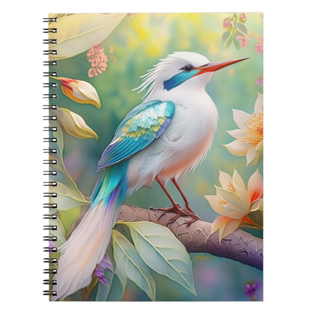 Weißer Crew Aquamariner Wing Fantasy Bird Notizblock (Vorderseite)