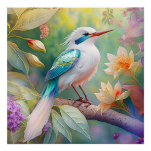 Weißer Crew Aquamariner Wing Fantasy Bird Poster