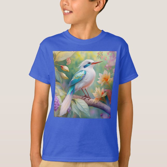 Weißer Crew Aquamariner Wing Fantasy Bird T-Shirt (Vorderseite)
