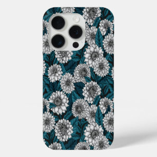 Weißer Dahlia-Garten/blaue Blätter 2 Case-Mate iPhone Hülle