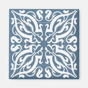 Weißer Damast auf Denim Hintergrund Magnet