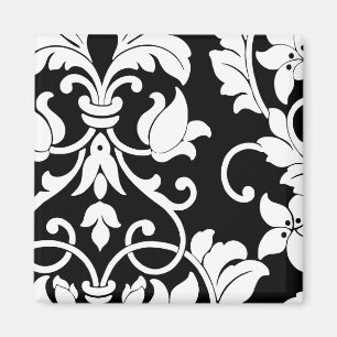 Weißer Damast auf schwarz Magnet