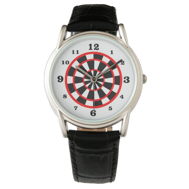Weißer Dartboard-Stil nummeriert Armbanduhr (Vorderseite)