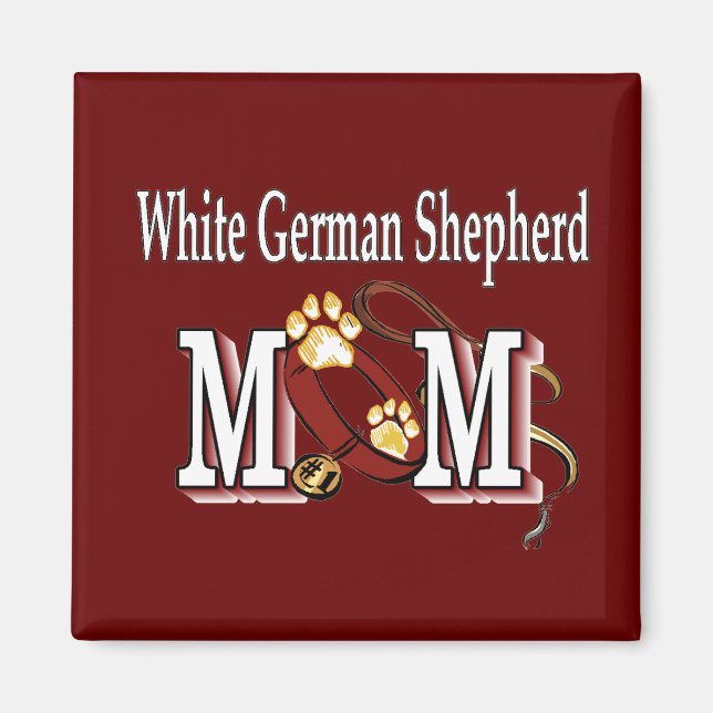 Weißer Deutscher Hirte Mama Geschenke Magnet (Vorne)