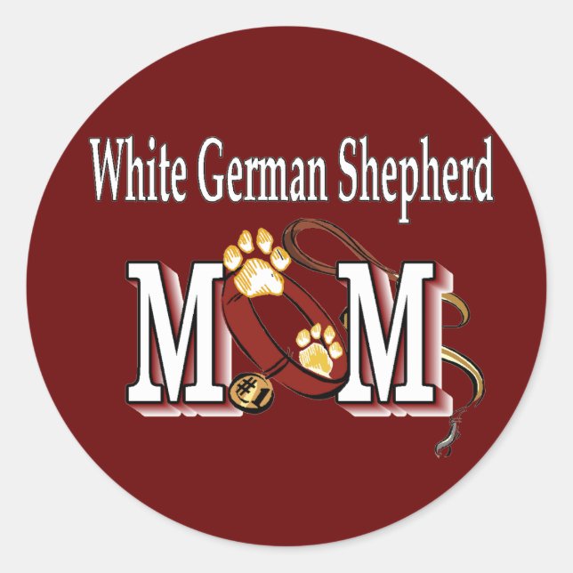 Weißer Deutscher Hirte Mama Geschenke Runder Aufkleber (Vorderseite)