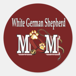 Weißer Deutscher Hirte Mama Geschenke Runder Aufkleber