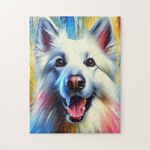 Weißer Deutscher Schäferhund Acryl Druck Hundelieb Puzzle