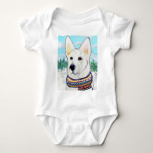 Weißer Deutscher Schäferhund  Baby Strampler