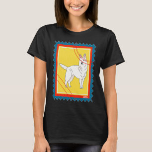 Weißer Deutscher Schäferhund Briefmarke T-Shirt