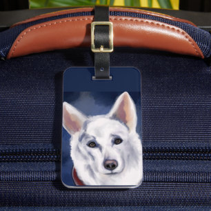 WEIßER DEUTSCHER SCHÄFERHUND GEPÄCKANHÄNGER